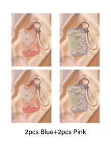 Floral Oil Painting Card Holder With Keychain - Flower Moon Oil Painting Design, Fashionable Protection For Your School And Office Cards, With Sliding Cover And Card Lanyard, Durable Plastic Protective Case Suitable For Student ID, Meal Card, Public Transportation And Metro Access Card, Hard Card Holder, Work ID Protector - Multicolor - View 14