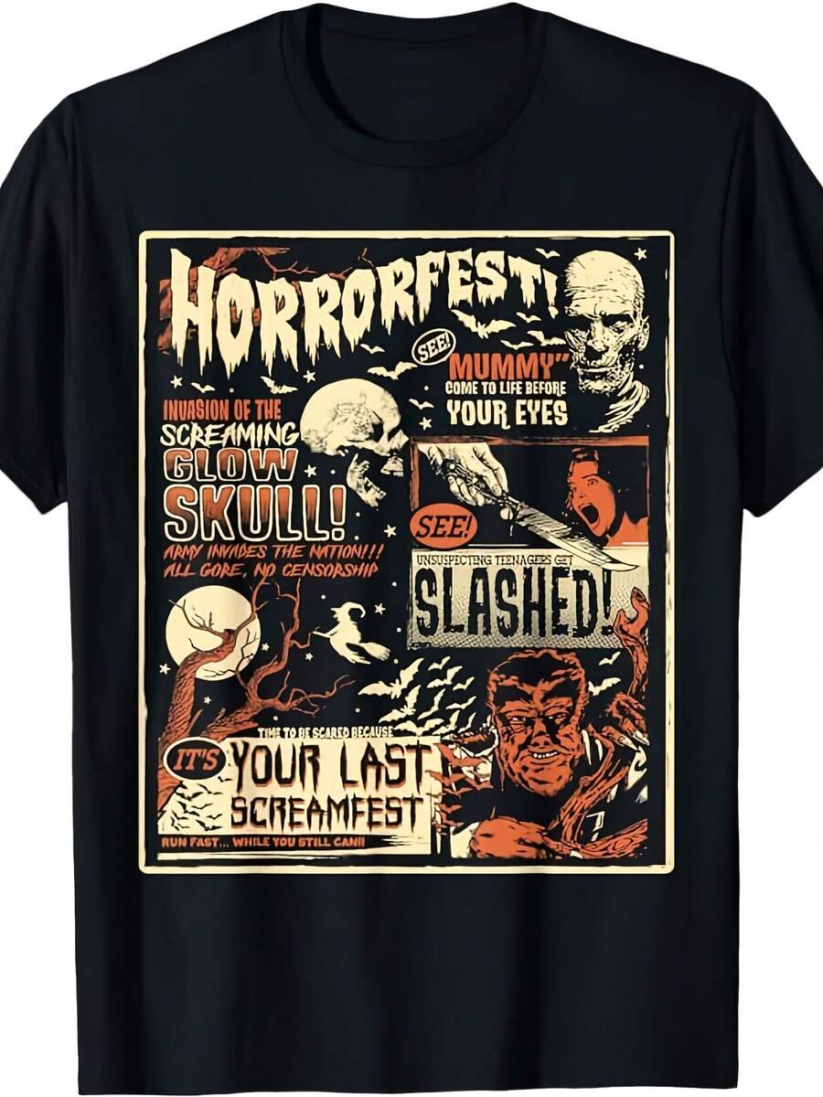 Vintage Horrorfestie Poster Terror Old Time Halloween T-Shirt - Style 19 - View 1
