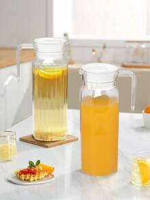 Sticlă de apă cu capac rabatabil, ulcior de suc acrilic transparent, recipient transparent pentru băuturi - potrivit pentru apă, ceai cu gheață, limonadă, suc, băuturi, lapte, ceai rece, recipient pentru suc, sticlă de apă cu gură îngustă transparentă, perfectă pentru picnicuri în aer liber, vacanțe la plajă și întâlniri.