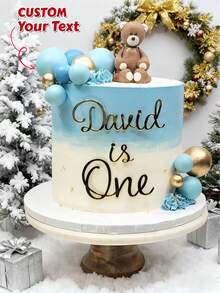 1pc Customizable Acrylic Cake Topper, Personalized Text, Suitable For Christmas Cake Decoration/Birthday Cake Decoration, Ideal For Home Bakers/Party Planners/Gift Givers, Perfect For Christmas 2025/Birthdays - Multicolor - View 1