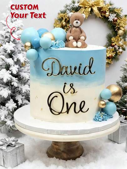 1pc Customizable Acrylic Cake Topper, Personalized Text, Suitable For Christmas Cake Decoration/Birthday Cake Decoration, Ideal For Home Bakers/Party Planners/Gift Givers, Perfect For Christmas 2025/Birthdays
