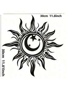 1 件黑色金属太阳、月亮和星星壁饰 - 可轻松悬挂于客厅和户外空间，适合室内/室外，独特的家居装饰，完美的装饰礼物、家居装饰、房间装饰、墙壁装饰 - 黑色 - 查看 9