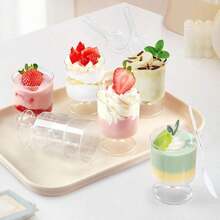 10/20/40/120pcs Dessert Cups, 120ml/4oz Round Transparent Dessert Cups, Reusable For Wedding Party DIY Desserts, Pudding, Mousse, Appetizers, Cakes - Transparent - View 2