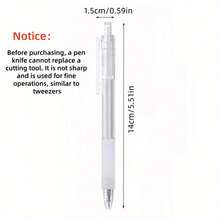 1pc Art Utility Knife PenPush Style Art Knife Set For Sticker Album, Cutting Tool, Utility Knife, Lettering Knife, Student Diy Arts And Crafts Supplies(Notice: Pen Knife Can Not Replace A Knife, Belongs To The Stationery Supplies,Not Sharp),Back To School,School Supplies