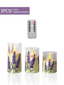 3 buc lumânări fără flacără în culoarea lavandă cu telecomandă și temporizator, lumânări pâlpâitoare din ceară naturală cu LED-uri violet lavandă, decor cu flacără caldă pentru casă, dormitor, nuntă, logodnă, Crăciun, Halloween, Ziua Îndrăgostiților, petrecere de companie