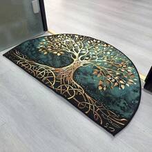 1 szt. Elegancka, półokrągła wycieraczka z ciemnozielonym i złotym wzorem drzewa, odpowiednia do użytku wewnątrz i na zewnątrz, o każdej porze roku - idealna do przedpokoju, kuchni, balkonu, sypialni, pralni - wytrzymała, nadająca się do prania w pralce wycieraczka z dekoracyjnym wzorem drzewa, idealna na parapetówkę, prezent na Święto Dziękczynienia i Boże Narodzenie! - Wielokolorowe - Zobacz 5