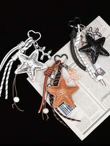 1PC Yogodlns Y2k Leather Rope Keychain,Star Cute Starfish Bag Pendant , Starfish Pendant Fashion High-End Fashion Design Five-Pointed Star Braided Rope Bag Pendant,Car Keychain,Key Lanyard,Key Holder,Keychain Accessories,Keyring,Couple Keychain,Gifts For Women,Valentine's Day Gifts,Birthday Gift,Friend Gift,Holiday Gifts,Event Souvenirs,Party Gifts.