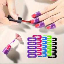 20pcs U-Shaped Nail Polish Spill Stickers - Colorful Multicolor Nail Art Protectors For Cuticle & Light Beige Protection, Clutter-Free Manicure Accessories, Prevent Stains During DIY Nail Designs, Nail Stickers - 紫色 - 查看 2