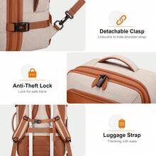 UKEIN 5PCS Travel Backpack Carry On Backpack 42L Flight Approved, Expandable Laptop Backpack With Packing Cubes & Shoe Pocket, Water Resistant Luggage Backpack For Men Women, TSA Approved, Large Backpack - 米色 - 查看 5