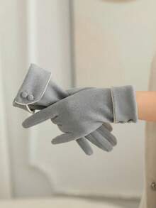 1 Pair Of Winter Warm Gloves, Windproof, Lined With Warmth, Supporting Touch Screen, Suitable For Cycling And Driving, All Finger Design, Elegant And Fashionable - Multicolor - View 7