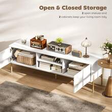 HOMCOM Meubles TV et centres de divertissement - Blanc - Voir 5