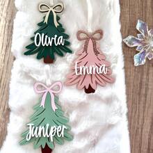 Personalized Acrylic Christmas Tree Tag 3D Christmas Tree Stocking Tag: Acrylic Holiday Ornament,Birthday Gift - Pine Needle Christmas Tree - View 2