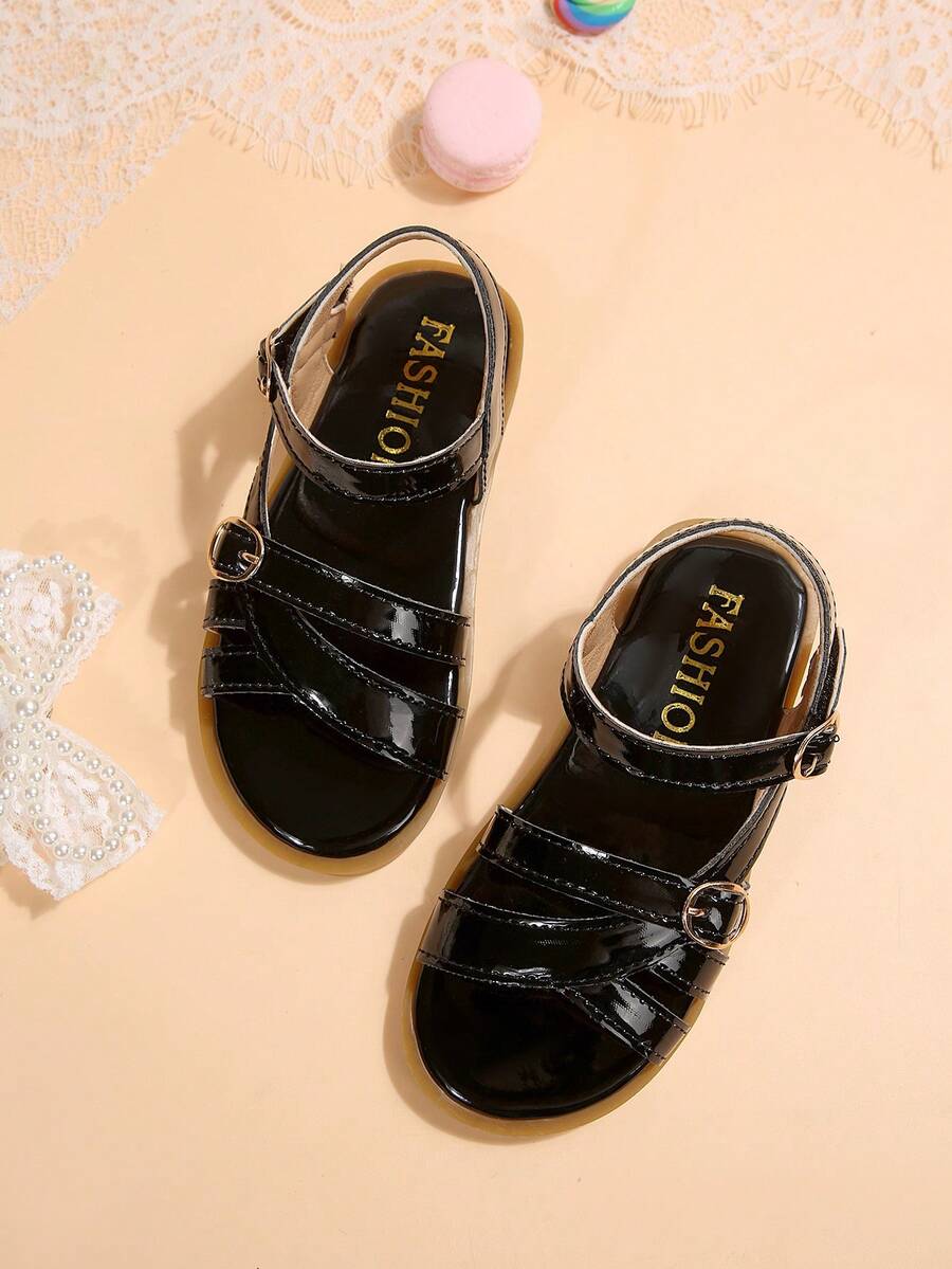 儿童时尚户外凉鞋夏季方头平底鞋系带凉鞋新款女童鞋时尚沙滩拖鞋 - 黃色 - 查看 1