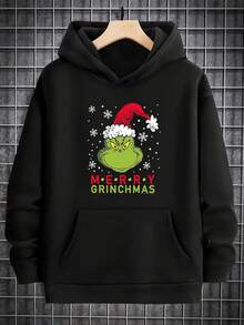 [2025 nueva llegada] otoño invierno hombre con capucha patrón de hoodies diseño de impresión casual caliente manga larga hoodies hombre holgado top versátil - Negro - Ver 2