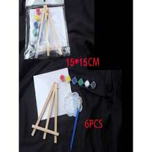 5-Piece Mini Art Painting Set - Stretched Canvas With Wooden Easel & 6-Color Acrylic Paint Kit - Complete Starter Pack For Acrylic Pouring, Oil Painting & Wet Art Media - DIY Miniature House Decor - Fall Creative Essential, Holiday Gift Idea, Beginner Artist Kit, Instagrammable Craft Project