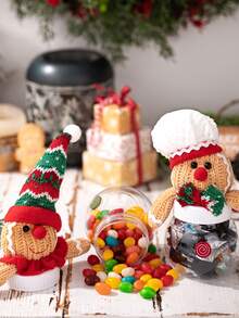 1pc Christmas Gingerbread Man Candy Decoration Jar, Desktop Decoration Supplies, Christmas Gifts, Cartoon Candy Box Storage Jar, Creative Decorative Candy Jar, Suitable For Holiday Parties And Theme Events, Family Gatherings, Shopping Mall Activities, Window Displays