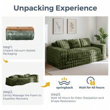 MAXYOYO 2/3 Seater Couch With  Cushion & Backrest,Boneless Floor Sofa With Armrests For Living Room Bedroom Office,Sofa In A Box,No Assembly Required - màu xanh lá - Xem 6