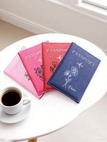 定制个性化护照夹、定制姓名文字花卉图案护照套、印有姓名的个性化护照套、定制字母封面护照夹、优雅旅行钱包、独特的旅行礼物、周年纪念礼物、圣诞礼物、节日/度假礼物、极简主义风格皮革护照保护套 - 彩色 - 查看 2