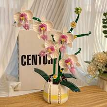 1000 piezas Conjunto de bloques de construcción de ramos de flores de orquídea, incluye maceta, plantas artificiales, ideal para decoración del hogar, oficina, regalos para amantes de las flores, manualidades, Navidad, Pascua, Día de la Madre, fiestas, cumpleaños