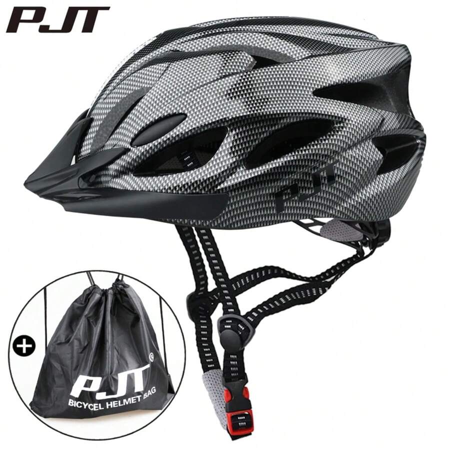 PMT Cycling Helmet Comfort Lining Lightweight Hollow Riding Safety Cap Head Protection Bicycle MTB Helmets Men Women Bike Helmet - W012-黑色 - 查看 1