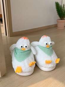 XIXITIAO Soft Plush Warm Autumn/Winter Indoor Cute 3D Chick Design Slippers, Creative Funny Comfortable Couple House Slippers - White - View 5