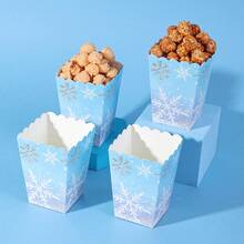 10pcs/20pcs/50pcs, Blue Snowflake Popcorn Box Snack, Winter Paper Popcorn Bucket For Winter Theme Party Movie Night Snowflakes Theme Birthday Party Decor Supplies,Disposable Food Container,Candy Snack Container For Christmas Party Gifts, Bulk Winter Snowflake Popcorn Box & Christmas Bucket,Frozen Theme Snack Box - 藍色 - 查看 2