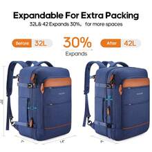 UKEIN 5PCS Travel Backpack Carry On Backpack 42L Flight Approved, Expandable Laptop Backpack With Packing Cubes & Shoe Pocket, Water Resistant Luggage Backpack For Men Women, TSA Approved, Large Backpack - Màu xanh lam - Xem 7