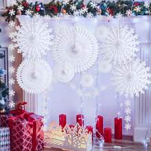 12pcs Winter Wonderland Snowflake Party Decorations Set: White Paper Fan Decor Snowflakes Garlands Banner For Frozen Birthday, Christmas, Baby Shower, Wedding - trắng - Xem 1