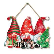 1 Peça Decoração de Porta de Boas-Vindas de Natal, Placa de Porta de Duende de Natal, Placa de Madeira Pendurada com Mensagem Feliz Natal, Decoração de Parede Estilo Country Natalino para Família, Área Externa, Quintal, Jardim