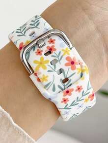 1pc Fashionable Floral Printed Silicone Watch Strap Compatible With Apple Watch Band Strap 38mm 40mm 41mm 42mm 44mm 45mm 49mm (S10 42)Mm (S10 46)Mm Women,British Country Style Soft Silicone Sports Watch Strap Bands Compatible With Iwatch Series 11 Ultra 3 SE3 Ultra 2 S10 SE2 9 8 7 SE 6 5 4 3 2 1 ,
