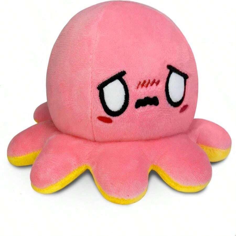 TeeTurtle - The Original Reversible Octopus Plushie - Yellow Happy + Pink Worried - Cute Sensory Fidget Stuffed Animals That Show Your Mood - MàuV - Xem 1