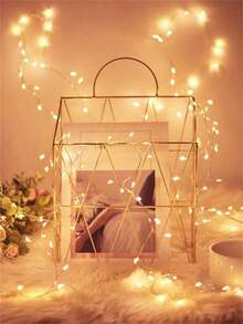 1pc USB/Solar Powered 8 Modes LED String Lights With Remote, Suitable For Indoor Bedroom, Wedding Party, Yard Decor, Warm White - Yellow - View 3