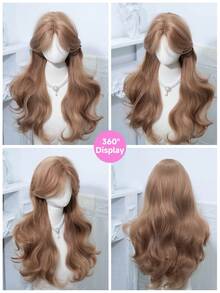 alicegarden Forehead Lace 4 * 1, Forehead Lace Curly Hair Wig, Medium Brown Long Curly Hair Wig, 26 Feet Long, Natural And Realistic Wig For Daily Use - Brown - View 5