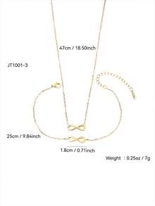 1pc 18k Gold Plated Titanium Steel Women's Infinity Loop Necklace, Perfect For Everyday Wear