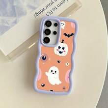 Halloween Cute Cartoon Pumpkin Ghost Phone Case Lightweight Shockproof Anti Yellowing Cover for  17 17 Pro 17 Air 17 Pro Max 16 Pro Max 16e 15 Plus 14 13 12 11 XS XR X - Mauve - Übersicht 1