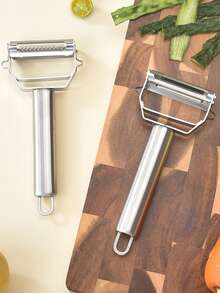 三合一不锈钢双头水果削皮器家用多功能果蔬削皮器厨房萝卜土豆刨丝器 - 白色 - 查看 2