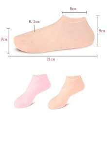 1 Pair Silicone Moisturizing & Soothing Socks, 1 Pair Of High Elasticity Compression Socks, Reusable Aloe Vera Socks, Overnight SPA Socks, Anti-Slip Gel Heel Socks, Suitable For Women And Men With Dry Skin, Rough Feet, Home Foot Care, Use With Your Favorite Lotions And Creams VPJE - 粉色 - 查看 3