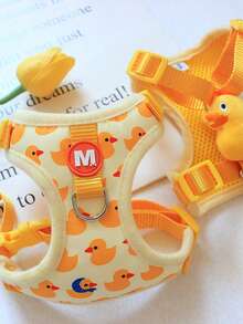 1 Set Cute Duck Cartoon Pet Harness And Leash, Suitable For Decoration Or Going Out - Yellow - View 6