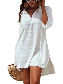 Women's Swimsuit Cover - Ups White Chiffon Bikini Swimwear Beach Dress Outfits Summer 6HQS - 白色 - 查看 12