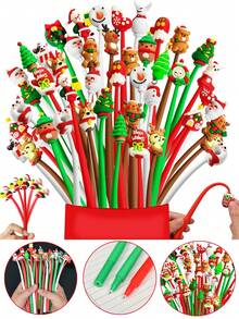 20支/套圣诞卡通中性笔，趣味圣诞树、雪人、姜饼人造型，中性墨水圆珠笔，适合作为圣诞派对礼物、办公及家居用品 - 彩色 - 查看 9