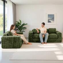 MAXYOYO 2/3 Seater Couch With  Cushion & Backrest,Boneless Floor Sofa With Armrests For Living Room Bedroom Office,Sofa In A Box,No Assembly Required - màu xanh lá - Xem 8