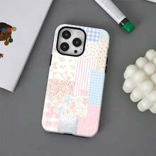 Pink Floral Shabby Chic Quilt Element-Design Phone Case, Suitable For IPhone Models 17,16, 15, 14 Pro Max, 13, 12, 11, XR, XS Plus Phone Cases, Made Of TPU Silicone Material, Providing Shock - 白色LB111 - 查看 3