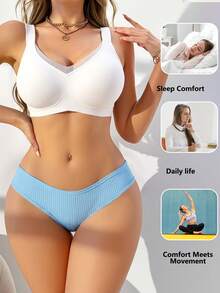 12 Packs Random Color Packaging Of Women's Briefs,  Solid Color Simple Ribbed  Soft, Stretchy And Breathable Women's Knitted Panties, Available In A Variety Of Colors And Sizes From S To XXL, Suitable For Comfortable And Casual Wear - Màu sắc ngẫu nhiên - Xem 11