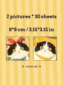 2 szt./zestaw notesów z rysunkowym kotem, urocze, estetyczne ilustracje, samoprzylepne karteczki dla uczniów, odpowiednie na powrót do szkoły, ukończenie szkoły, Boże Narodzenie, urodziny, Dzień Dziecka, prezenty dla dziewcząt, studentów, artykuły papiernicze, notatnik, pamiętnik, upominki na przyjęcia, organizacja biurka