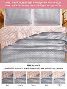 2/3-teiliges Superweich Mikrofaser Ultraschall Stich Ganzjahres Tagesdecken Set, klassisch eleganter Stil kuschelige Bettdecke, leichtgewichtig wie eine Wolke Bettwäsche Steppdecke, Steppdecke*1 Kissenbezug*2, Oeko-Tex zertifiziert, Grau und Hellrosa