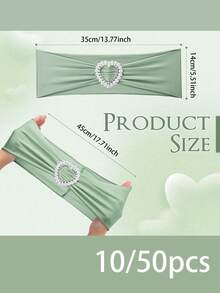 10/50 件 14*35 厘米蝴蝶结椅背套，带心形扣滑块，弹性椅套带绑带，适用于婚礼、派对、洗礼、情人节装饰（鼠尾草绿/红色/勃艮第红/古金色） - 彩色 - 查看 3