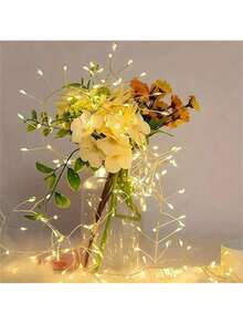 1pc USB/Solar Powered 8 Modes LED String Lights With Remote, Suitable For Indoor Bedroom, Wedding Party, Yard Decor, Warm White - Yellow - View 5