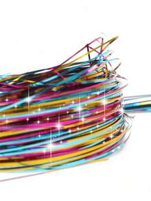 12件装闪亮发饰夹，20英寸闪光发饰接发片，夹式合成假发，发饰套装，耐热闪亮仙女发饰，适合女性和女孩日常佩戴、派对和万圣节，爪夹、发爪、发夹、发卡 - 彩色 - 查看 3