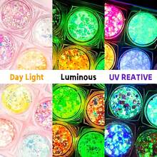 Gel nhũ UV 12 màu khô nhanh phát sáng trong bóng tối kèm 4 cọ, nhũ nước dạng hạt, nhũ cơ thể phát sáng cho nữ, nhũ neon đen tự dính cho lễ hội âm nhạc Mardi Gras Carnival, phụ kiện trang phục tiệc Halloween DIY, lễ hội Rave Edm - Nhiều màu - Xem 4