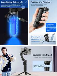 TOKQI 3-Axis Gimbal Stabilizer, AI Face Tracking Handheld Selfie Stick Tripod For Smartphones, With Adjustable LED Fill Light And Magnetic Remote Control, Anti-Shake For Photography, Videography, Vlogging, Live Streaming - Multicolor - View 12